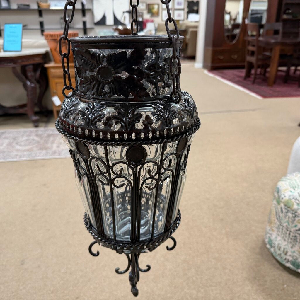 Hanging Glass + Metal Lantern
