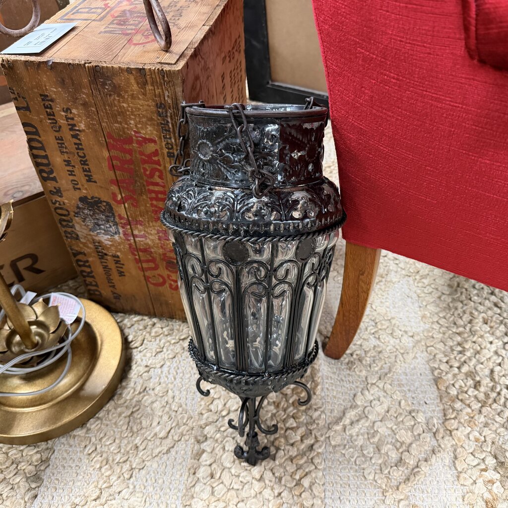 Hanging Glass + Metal Lantern