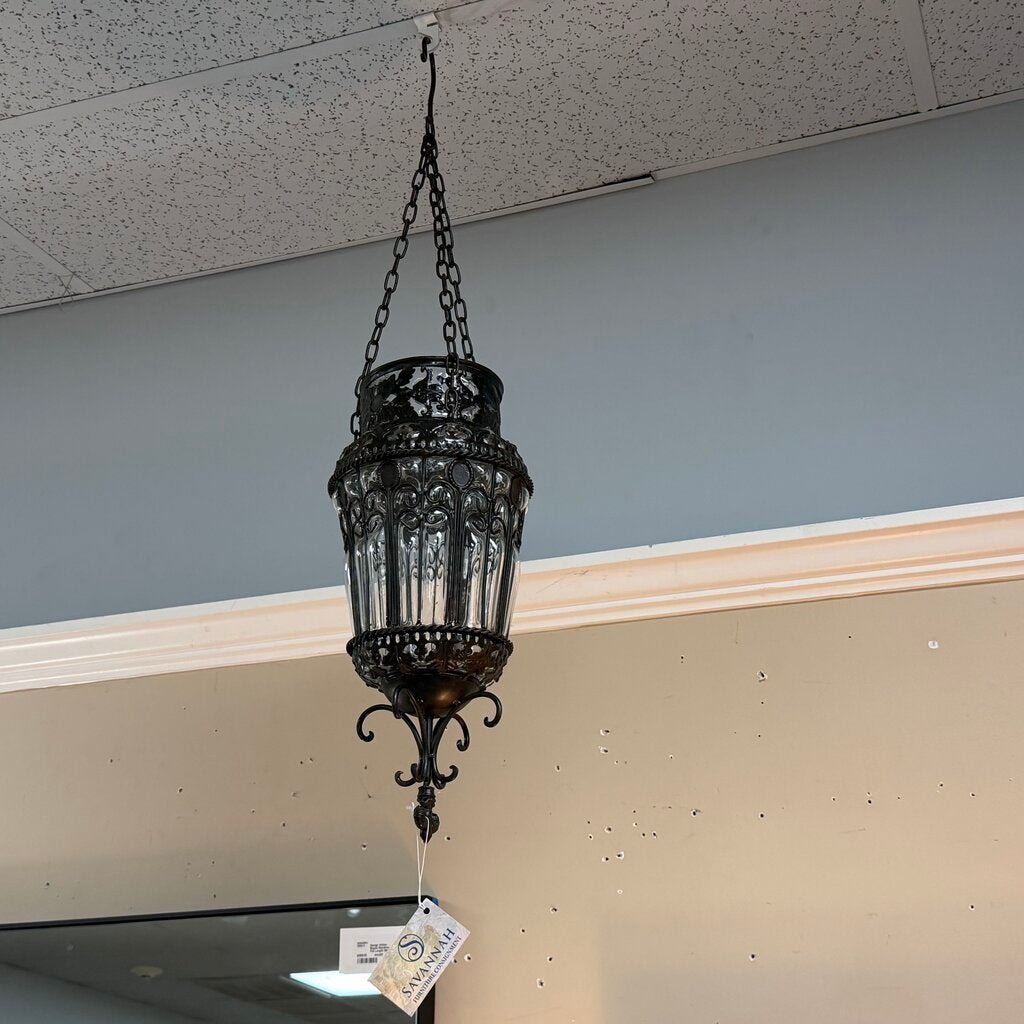 Hanging Glass + Metal Lantern