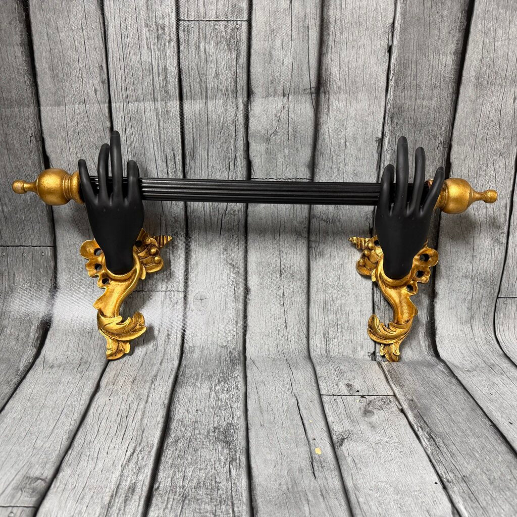Black + Gold Hands Towel Rack