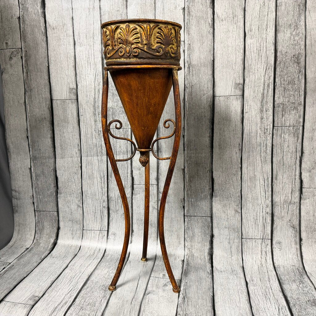 Metal Floor Vase on Stand