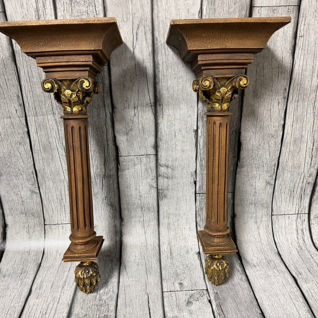 Pair Column Style Wall Shelves