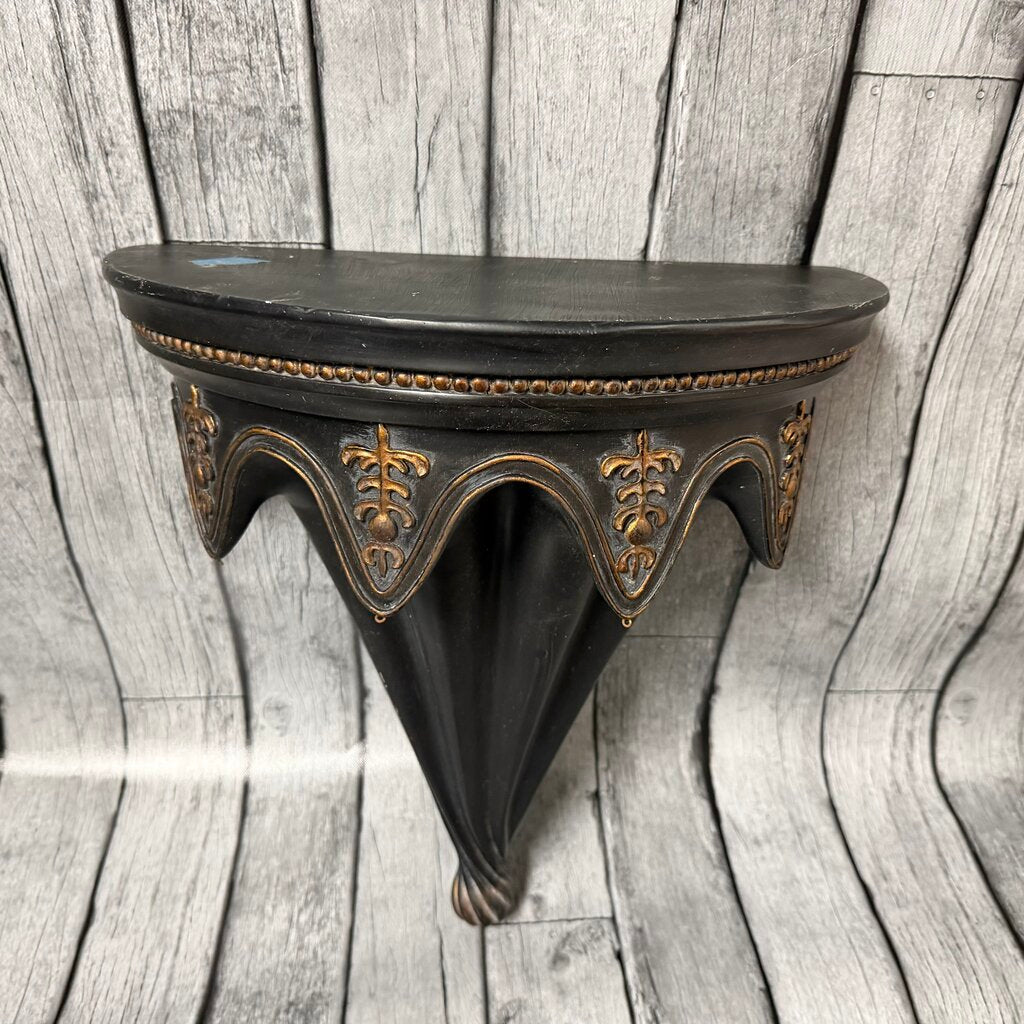 Large Black + Gold Wall Shelf