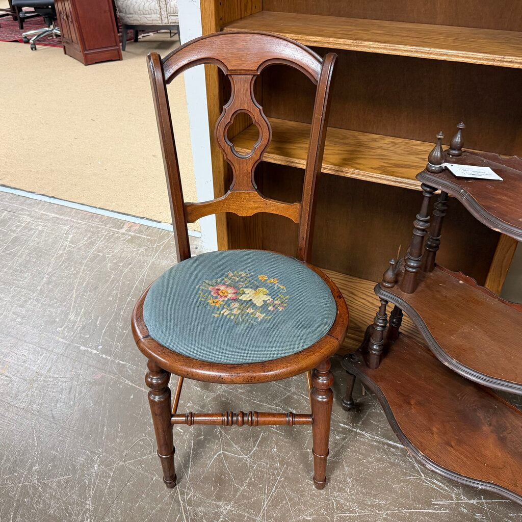 Vintage Needlepoint Side Chair