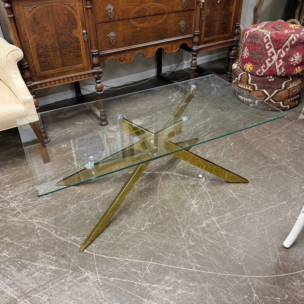 Contemporary Glass + Metal Coffee Table