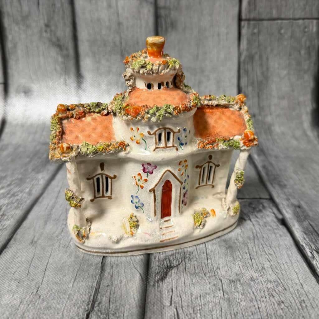 Antique Victorian Staffordshire Pottery Cottage