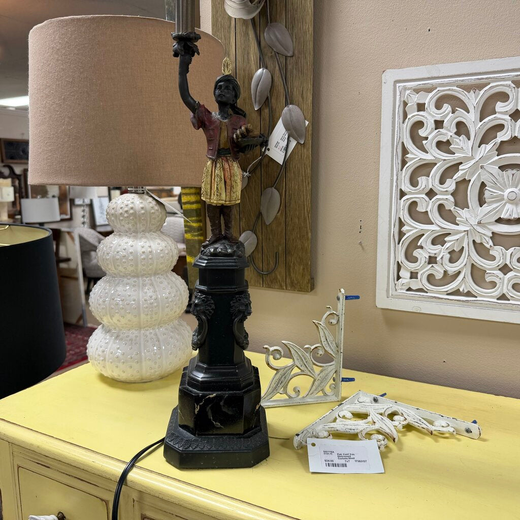 Cast Metal + Marble Base Sculptural Lamp