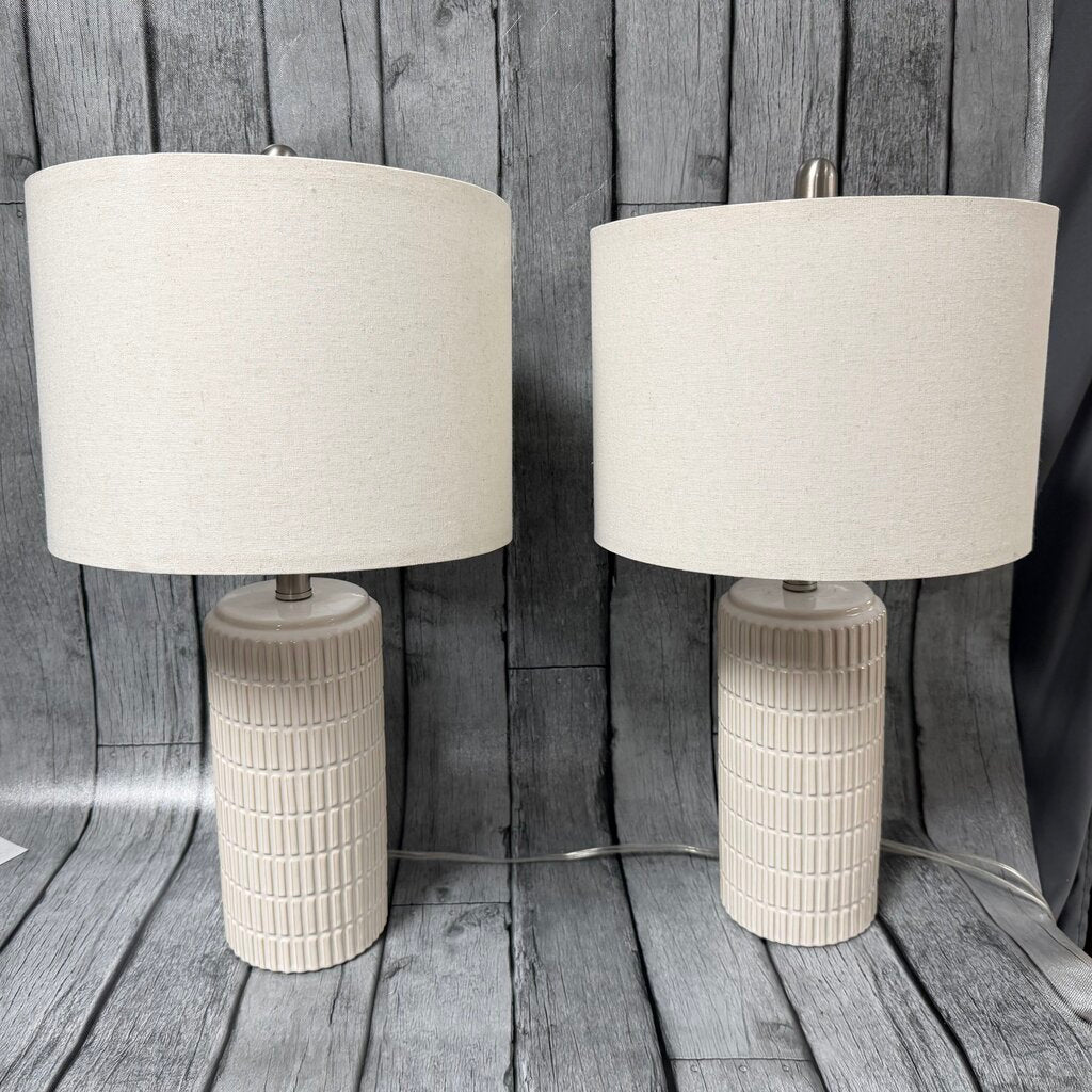 Pair White Ceramic Lamps