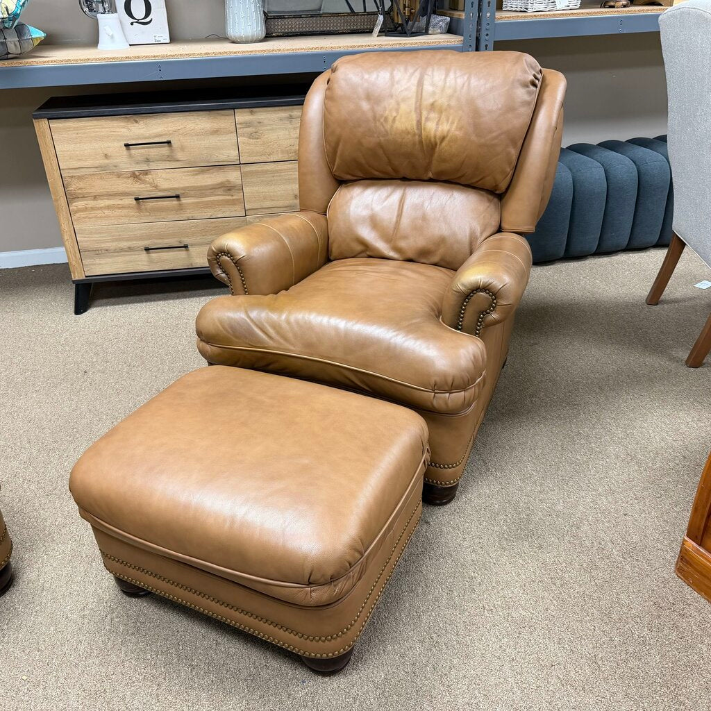 Leather Recliner + Ottoman