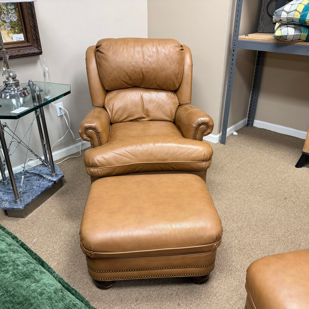 Leather Recliner + Ottoman