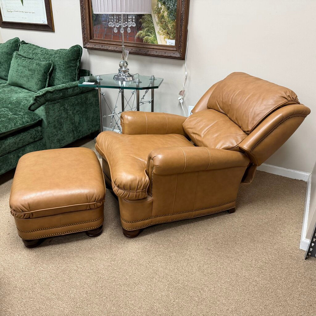 Leather Recliner + Ottoman