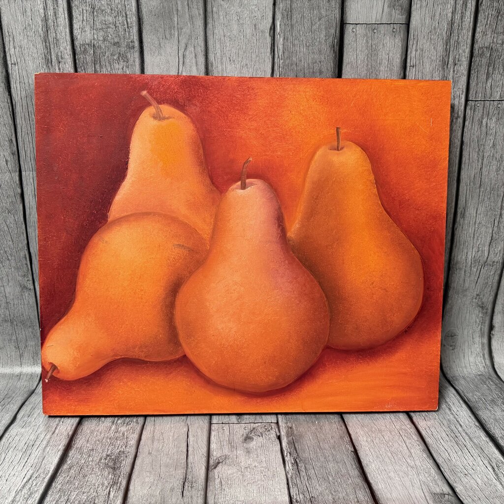 Pears Still Life on Wood Board