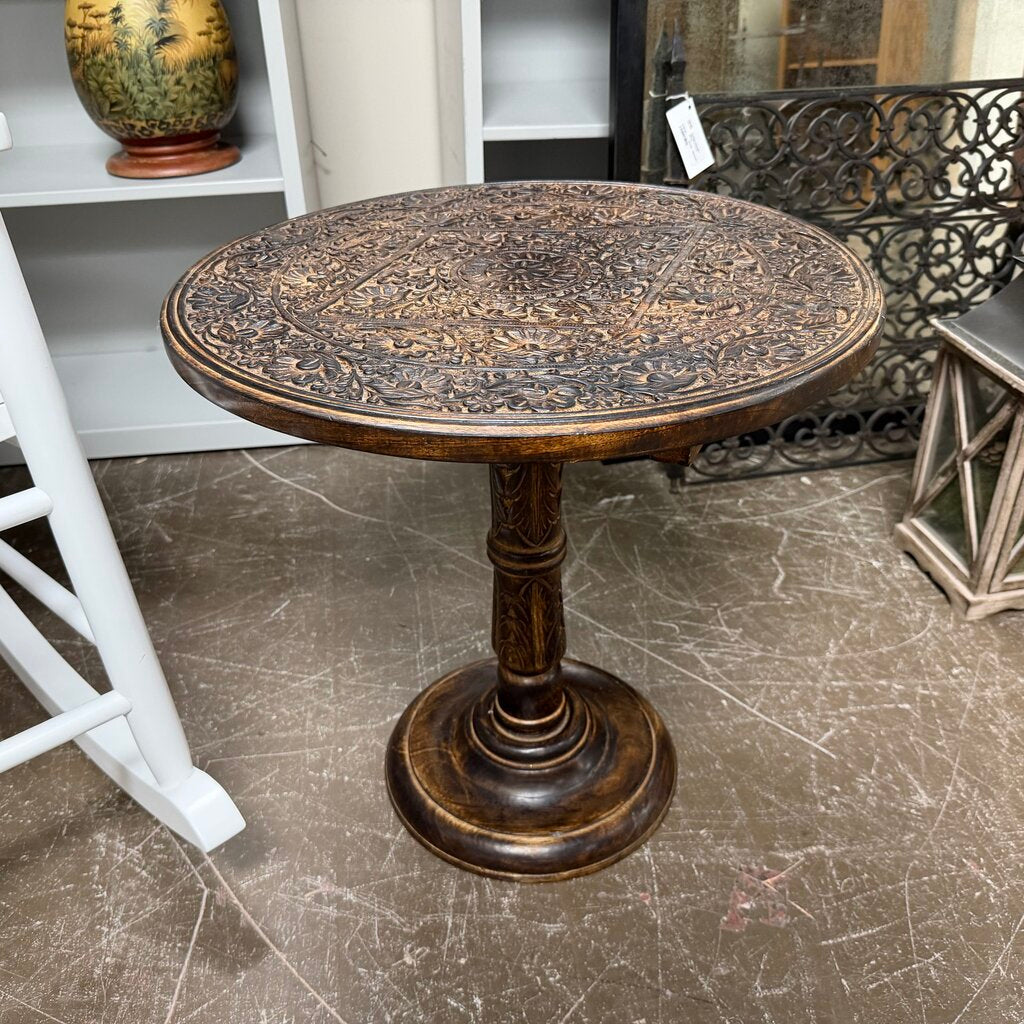Hand Carved Accent Table from India