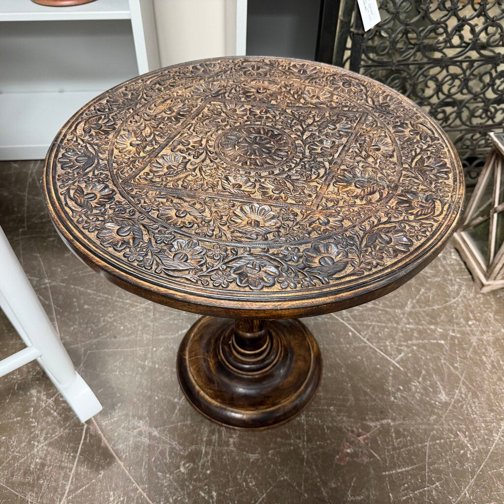 Hand Carved Accent Table from India