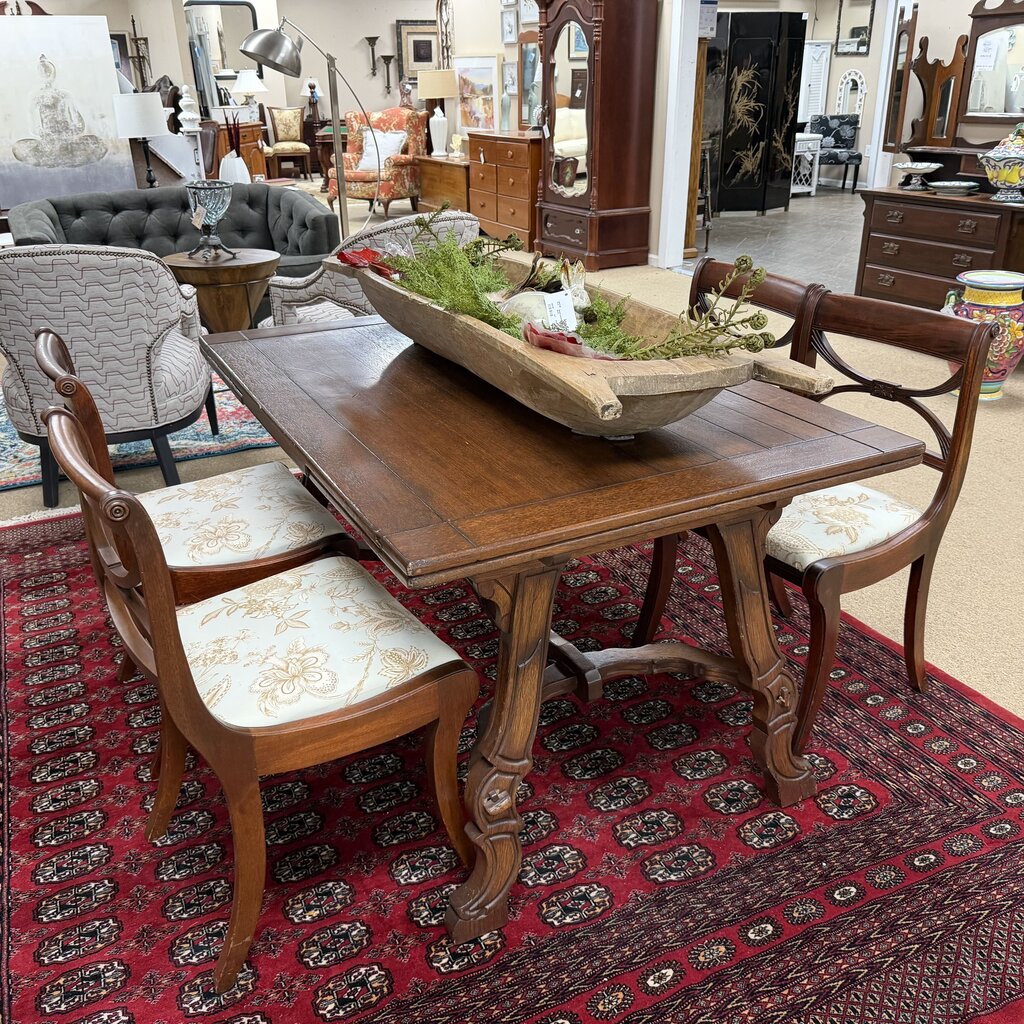 Walnut Draw Leaf Table + 4 Chairs