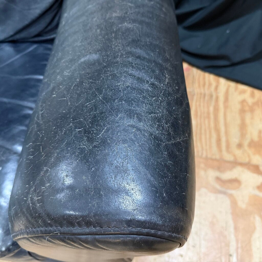 Italian Leather Sofa (visible cat scratches)
