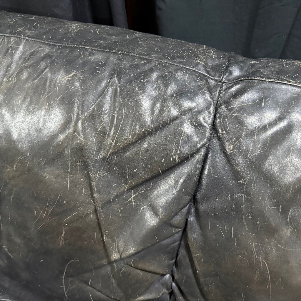 Italian Leather Sofa (visible cat scratches)