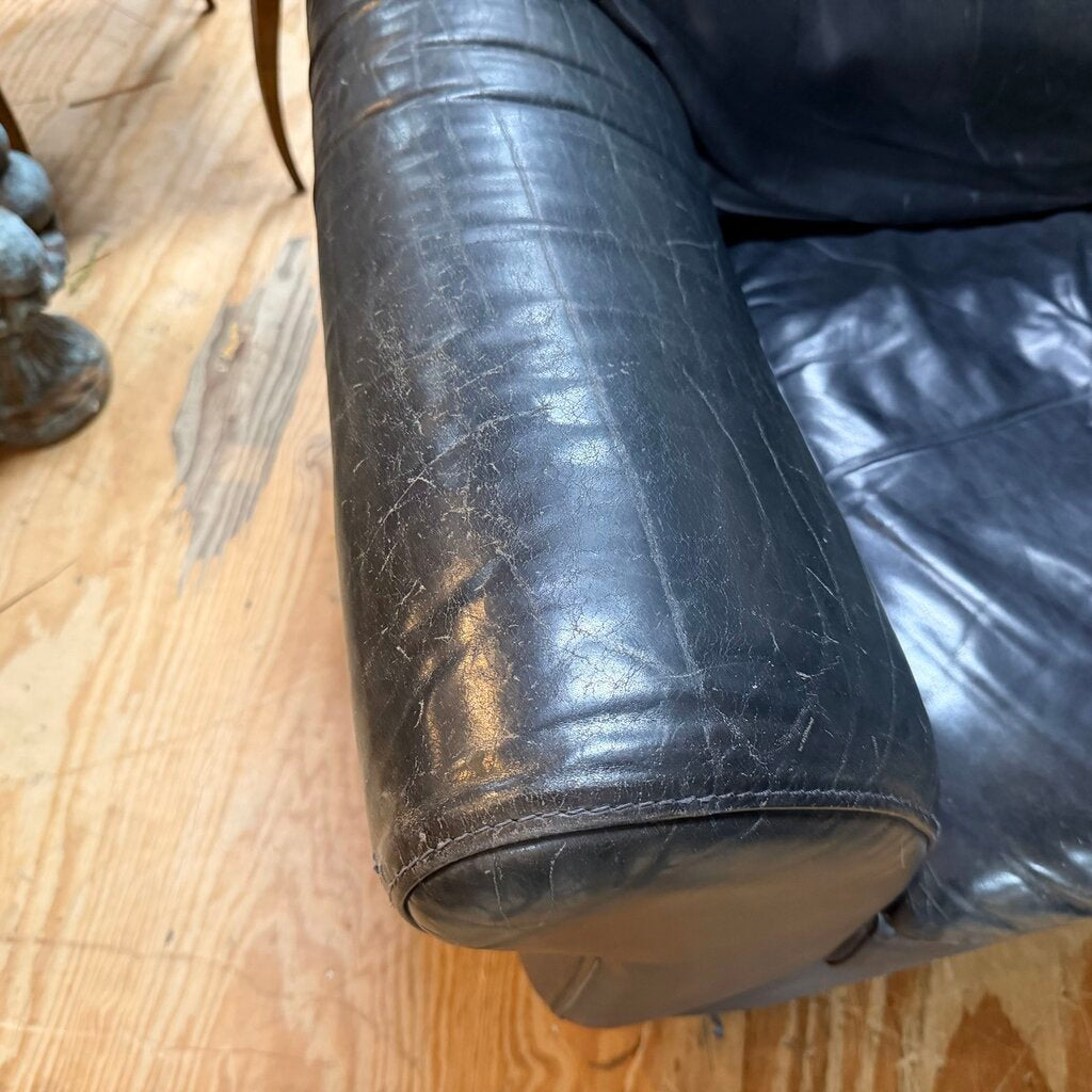 Italian Leather Loveseat (visible cat scratches)