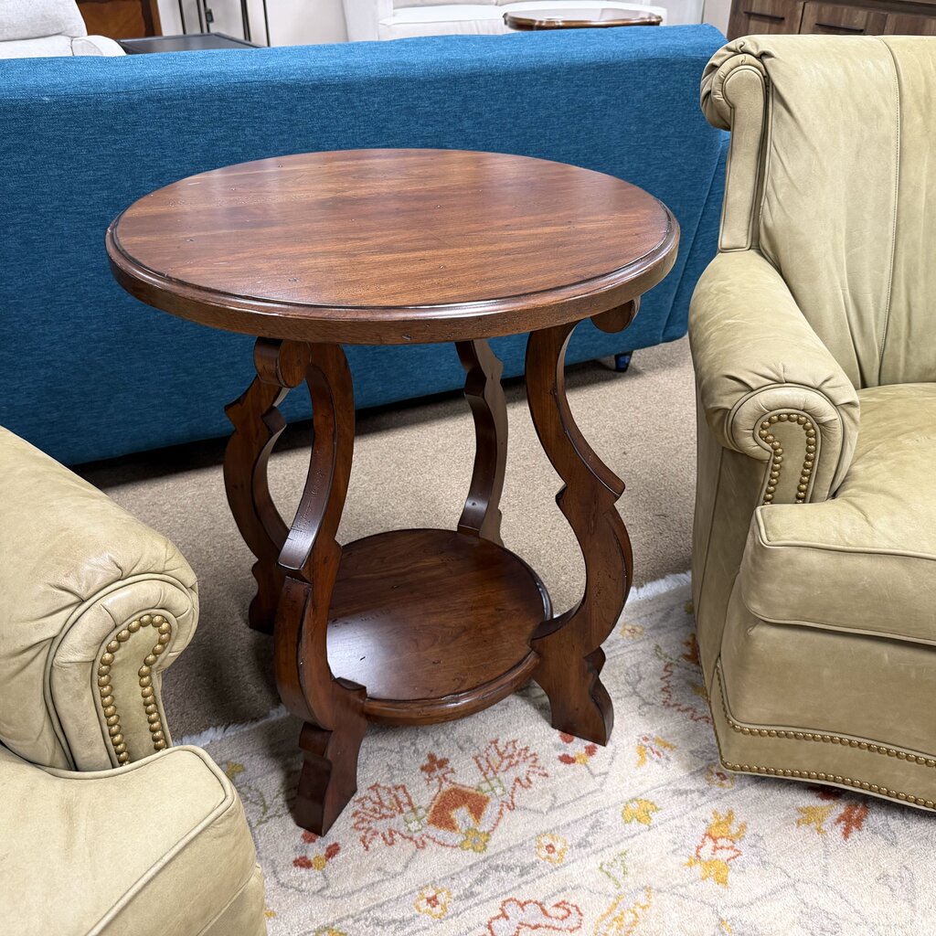 Round Wood 2-Tier Occasional Table