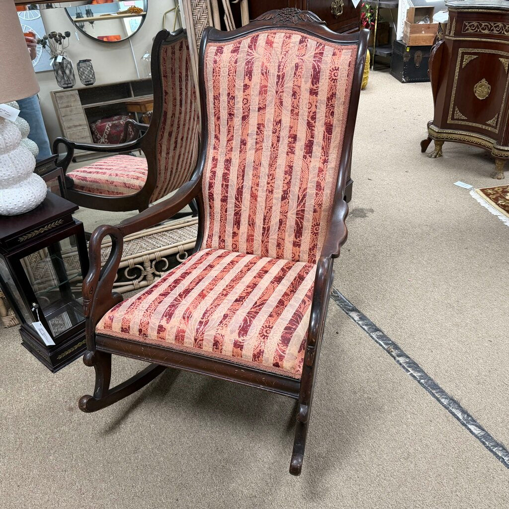 Vintage Victorian Style Wood Rocker w/Swan Detail on Arm