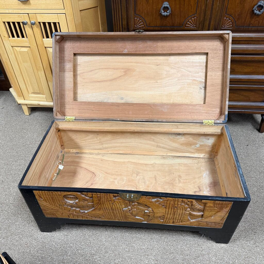Vintage Carved Wood Asian Chest