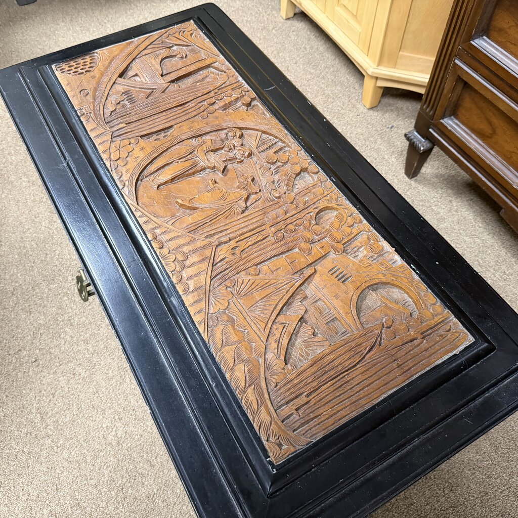 Vintage Carved Wood Asian Chest