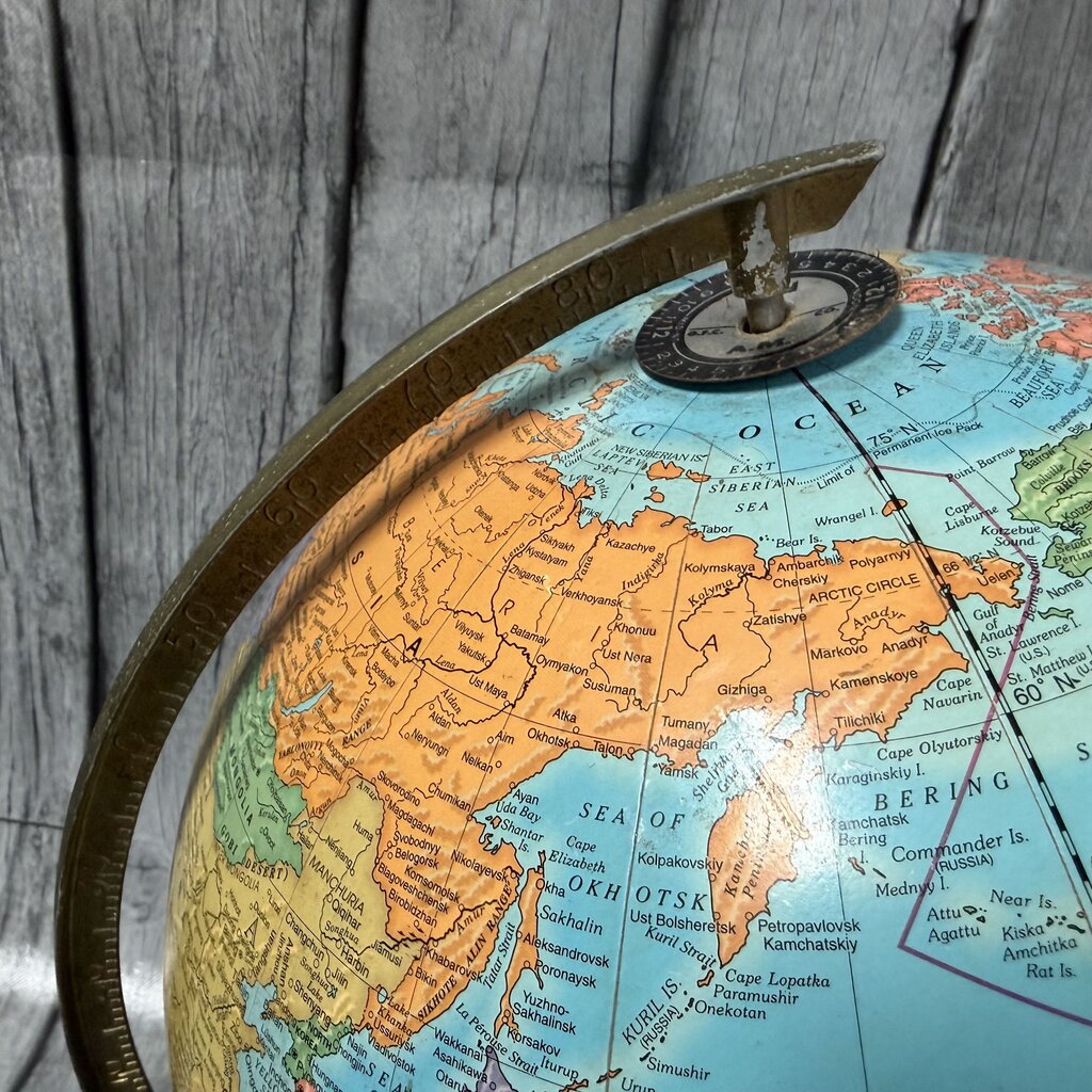 Vintage Crams Imperial 12" World Globe w/Metal STand