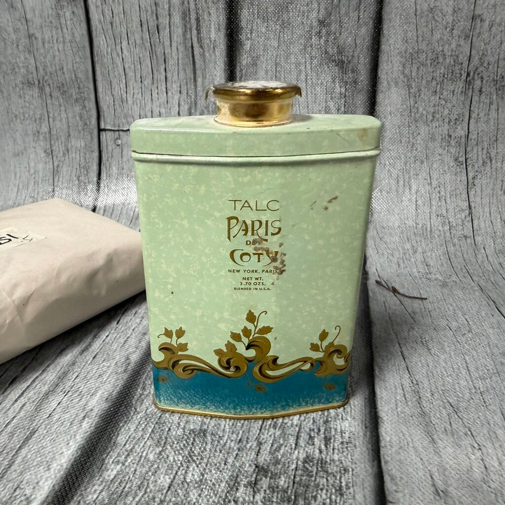 Vintage Coty “Paris” Talcum Powder Tin – Art Deco Design (1930s–1940s)