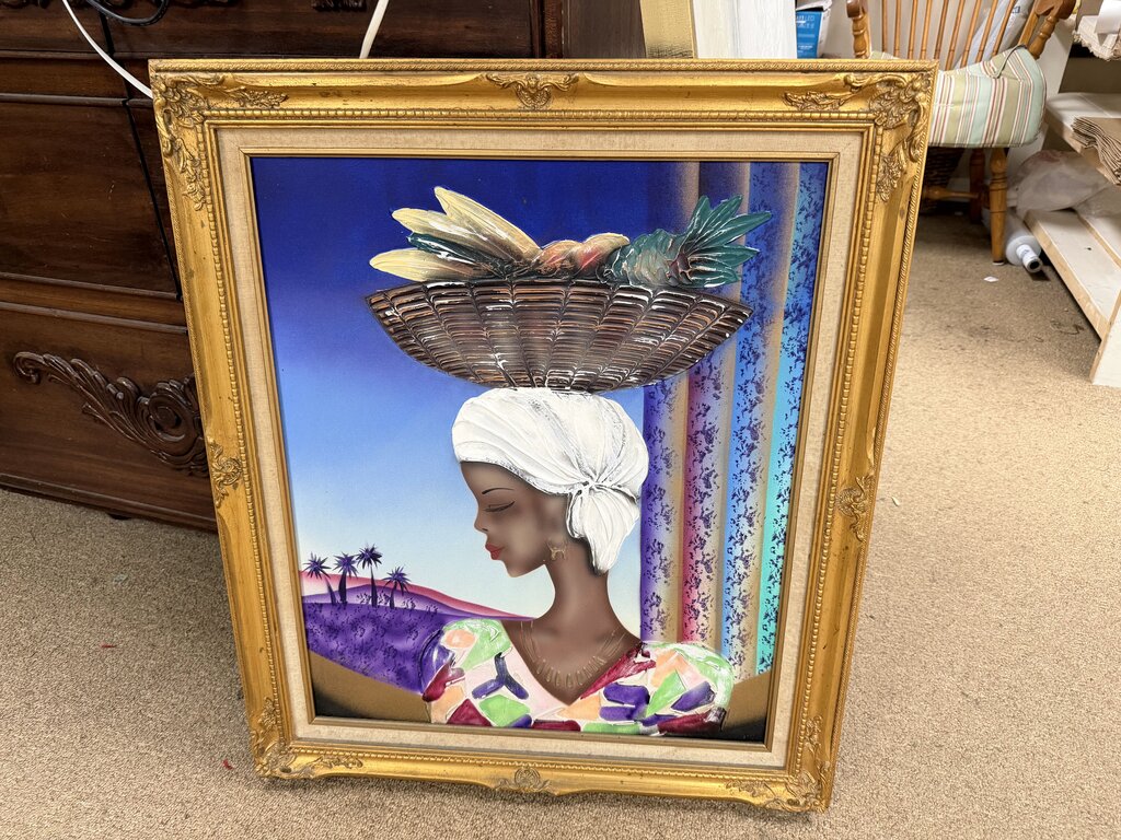 Woman with Basket of Fruit Studio Acrylic