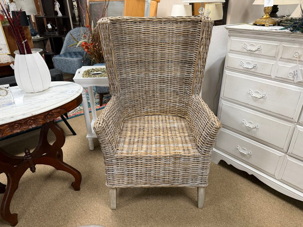 Pair Wicker Wing Chairs