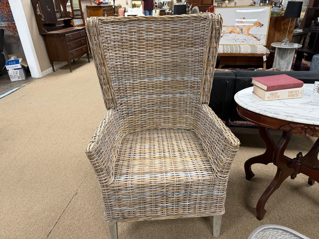 Pair Wicker Wing Chairs