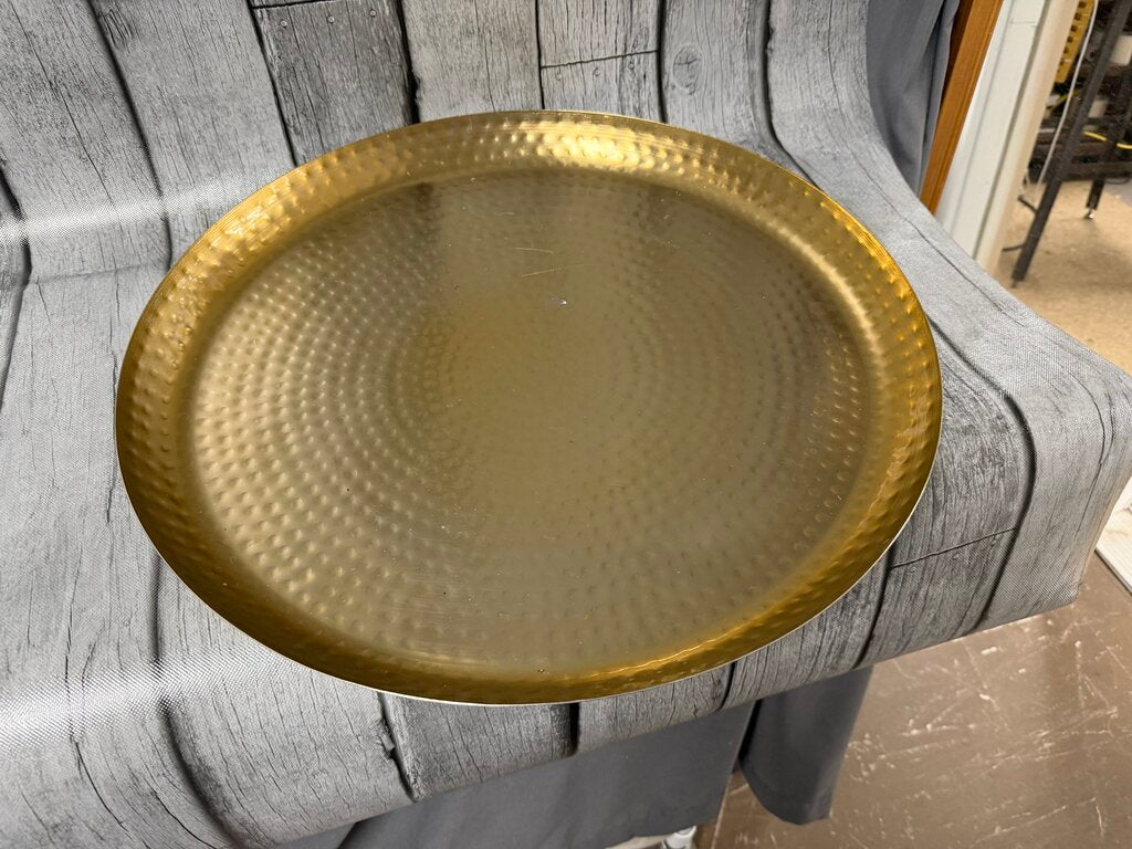 Round Hammered Brass Tray