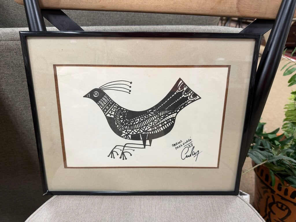 Signed Original Stylized Bird - Ink on Paper