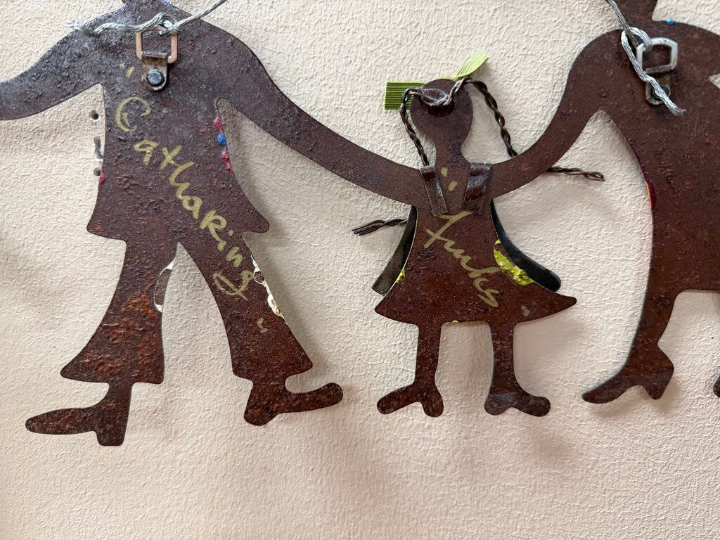 Signed Handcrafted Folk Style Metal Wall Sculpture