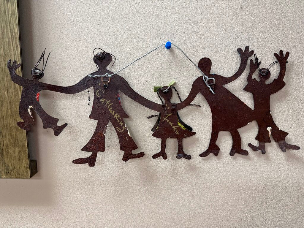 Signed Handcrafted Folk Style Metal Wall Sculpture