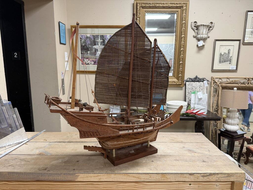 Decorative Chinese Junk Model on Stand
