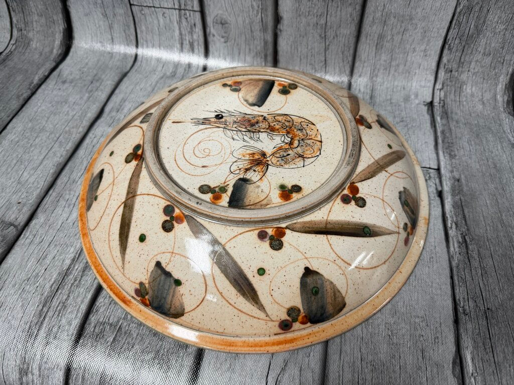 Stoneware Crab Motif Serving Bowl
