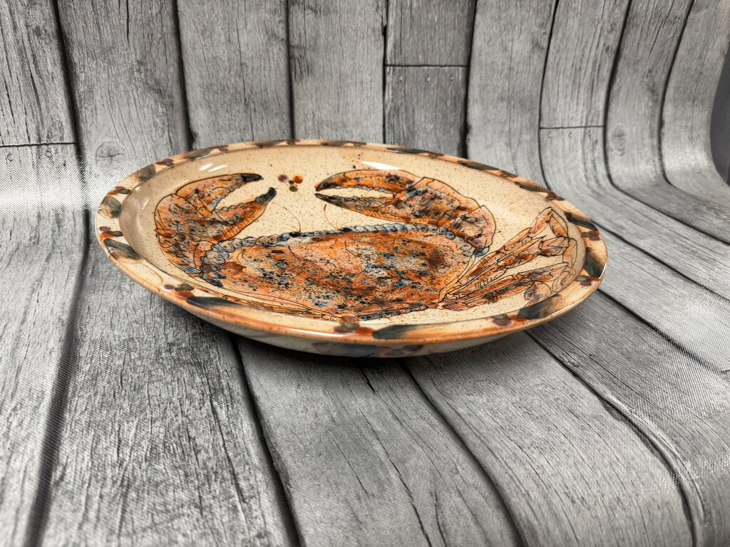 Stoneware Crab Motif Serving Bowl