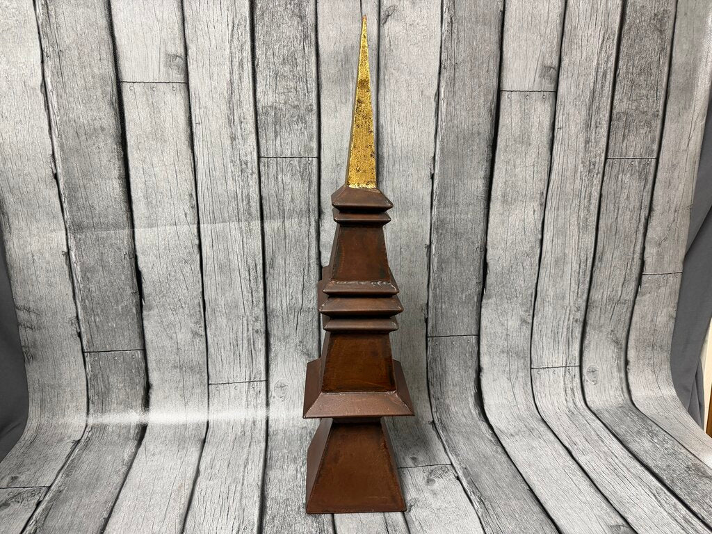 Gold Leaf Tipped Metal Obelisk