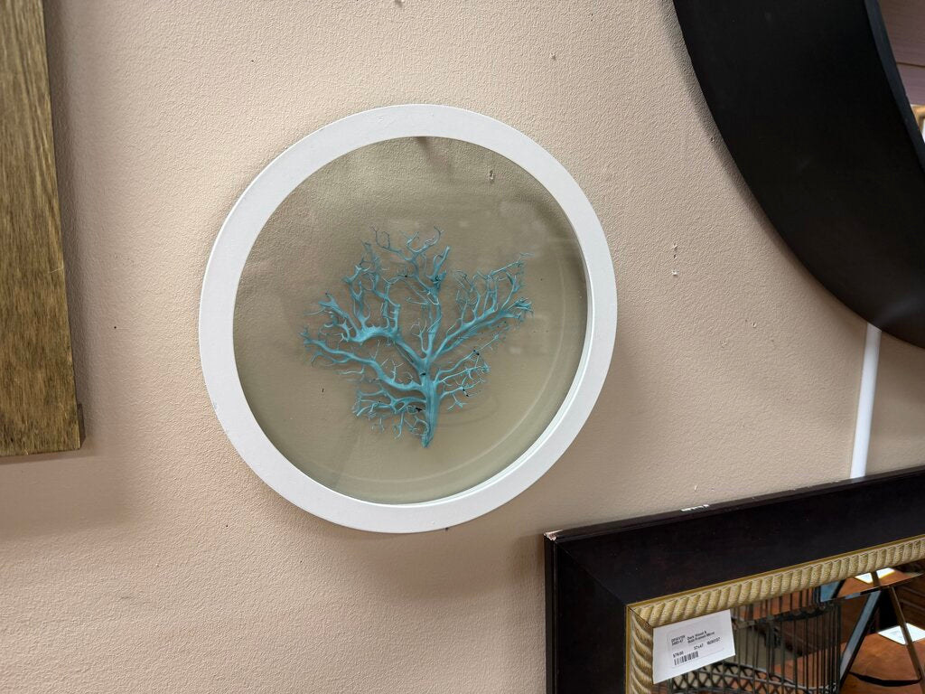 Fan Coral in Round Glass Wall Decor