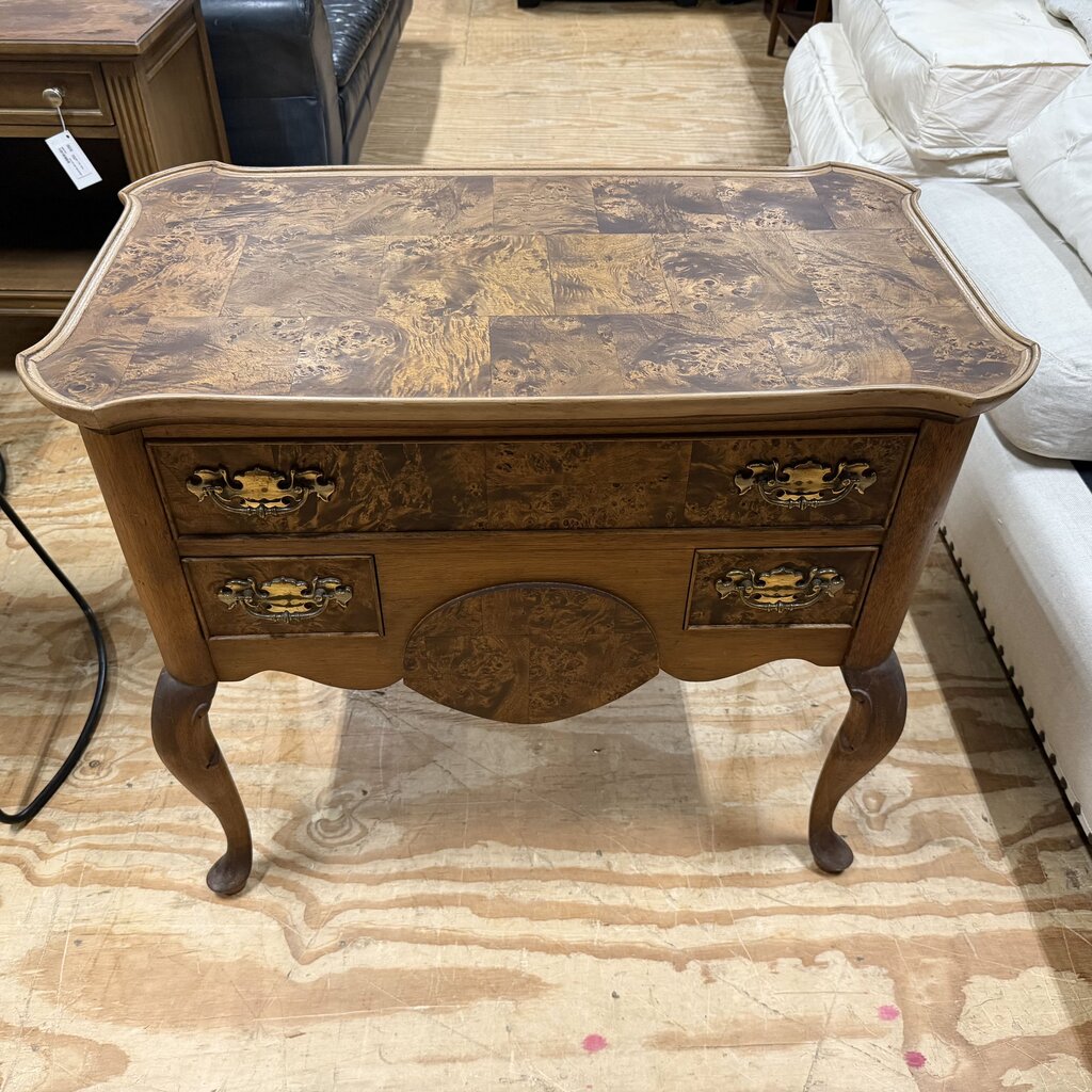 Vintage Burl Wood Inlaid Vanity