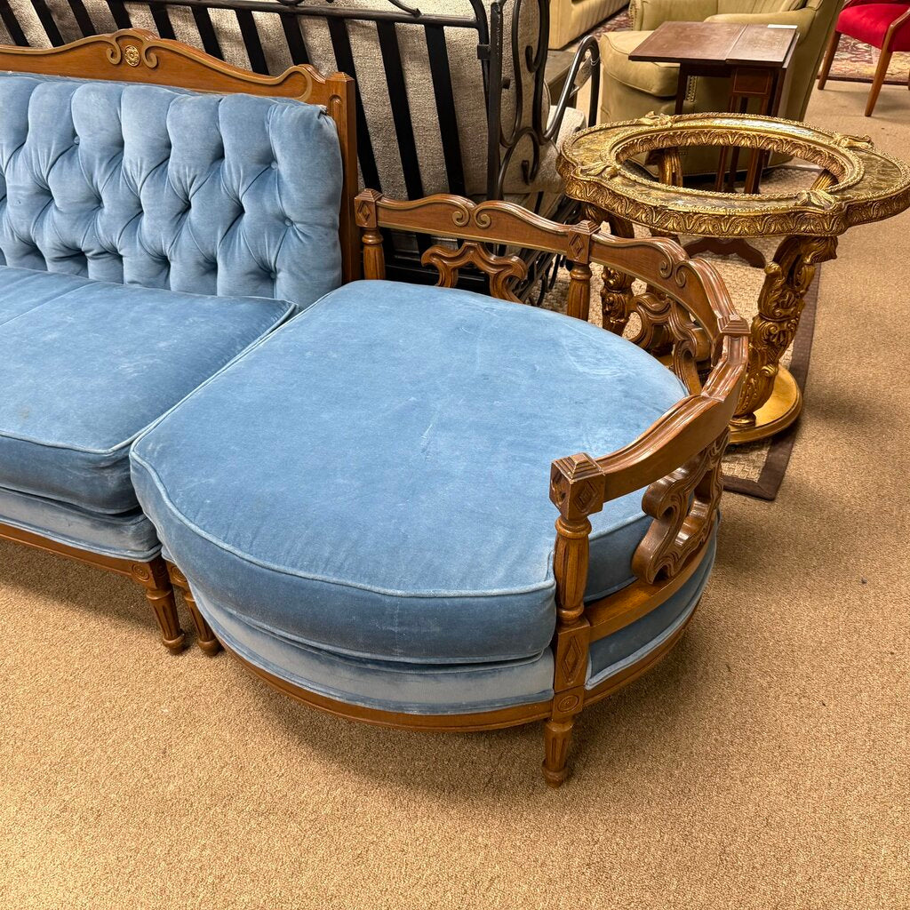 Hollywood Regency Velvet Conversation Sofa