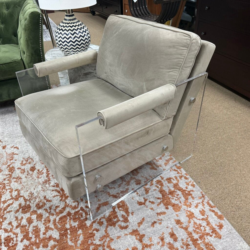Lucite & Velvet Club Chair