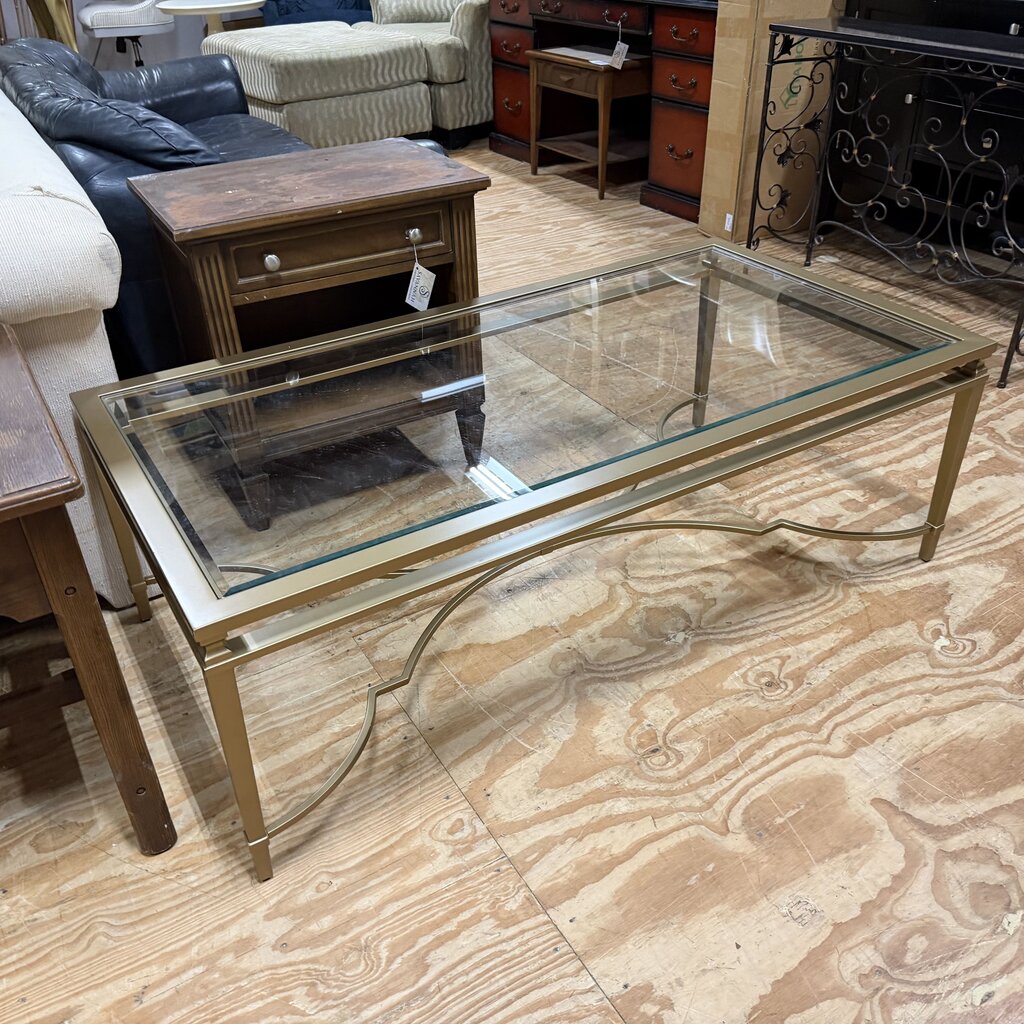 Gold Metal + Glass Coffee Table