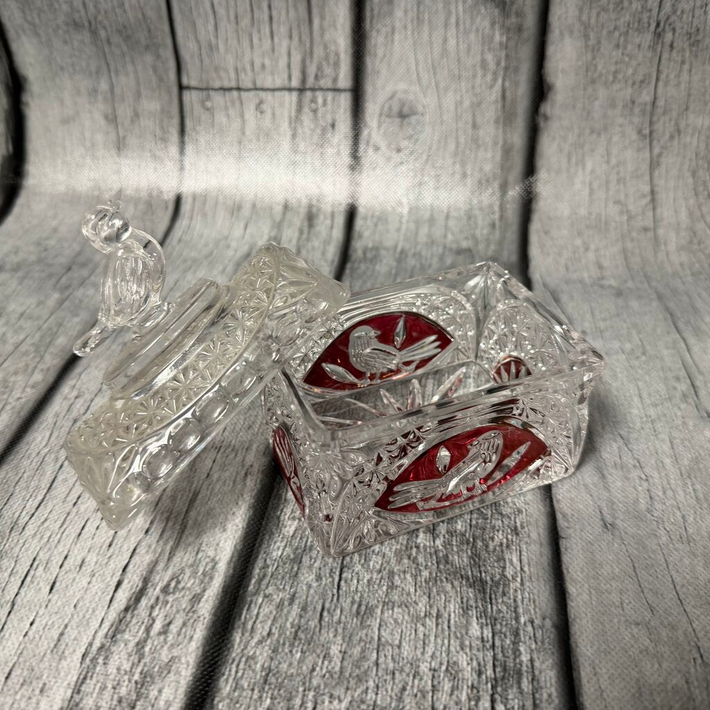 Vintage Cut-to-Clear Lead Crystal Lidded Candy Dish