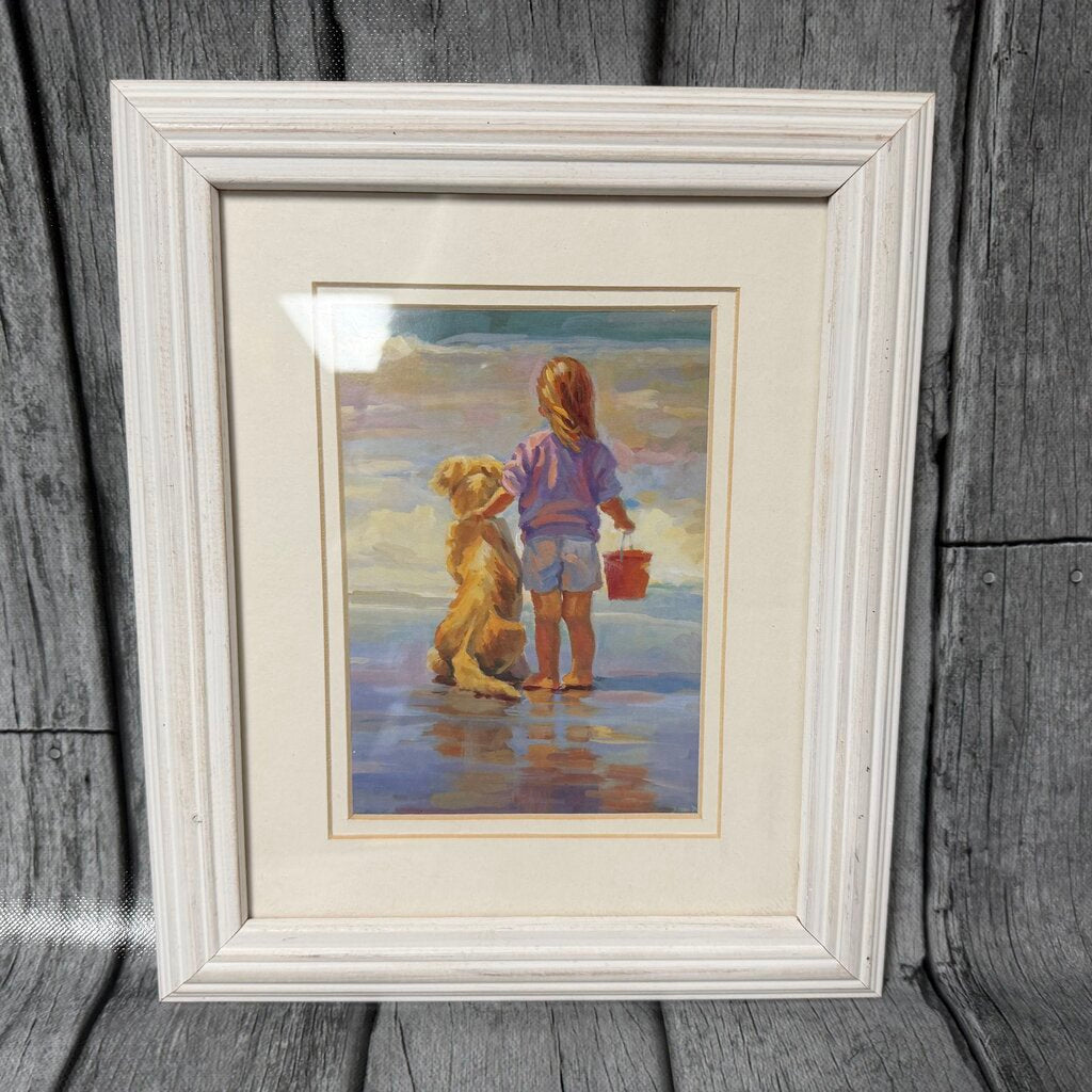 Girl w/Dog on Beach Print