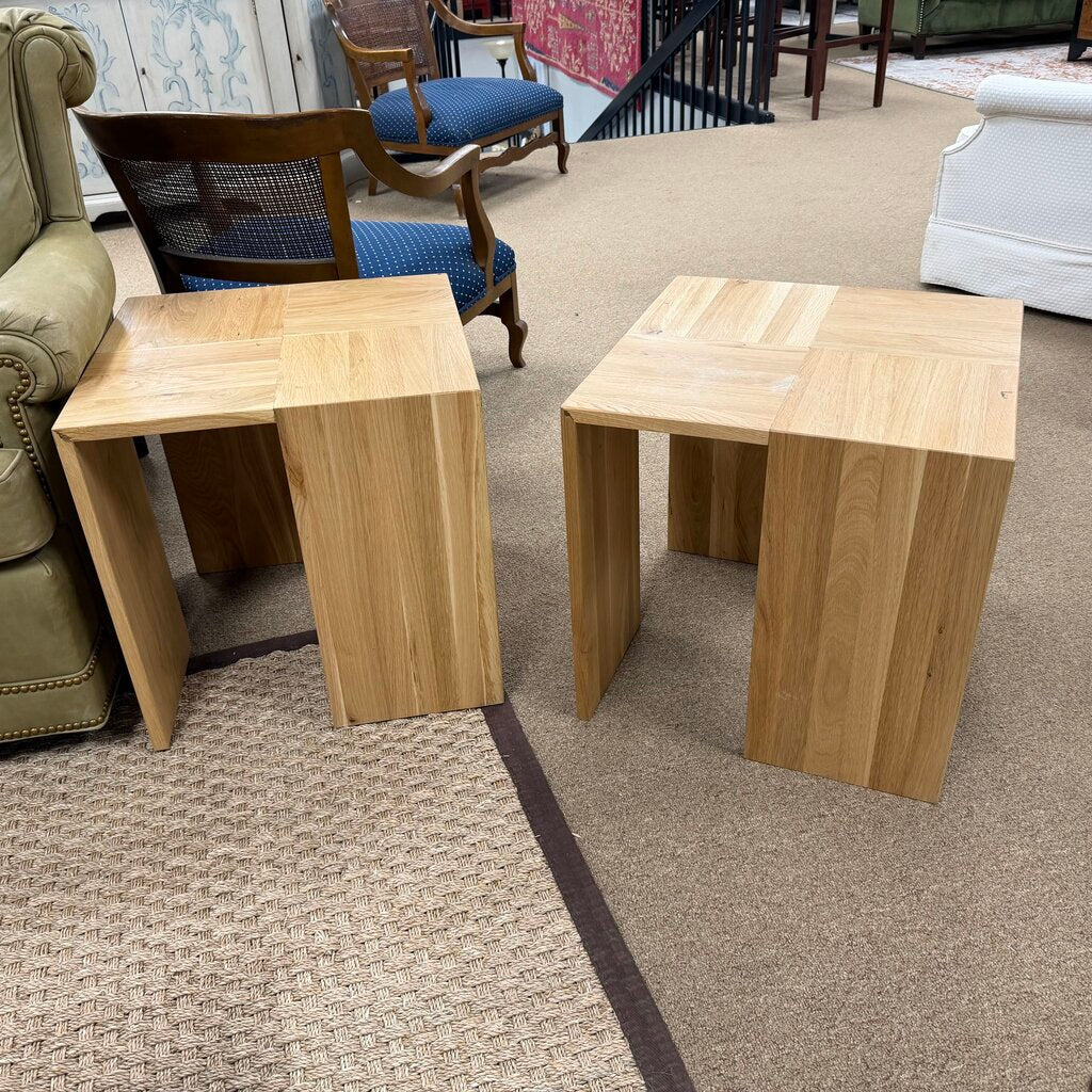 Pair Contemporary Wood Side Tables
