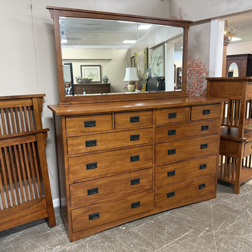 Mission Style Double Dresser w/Mirror