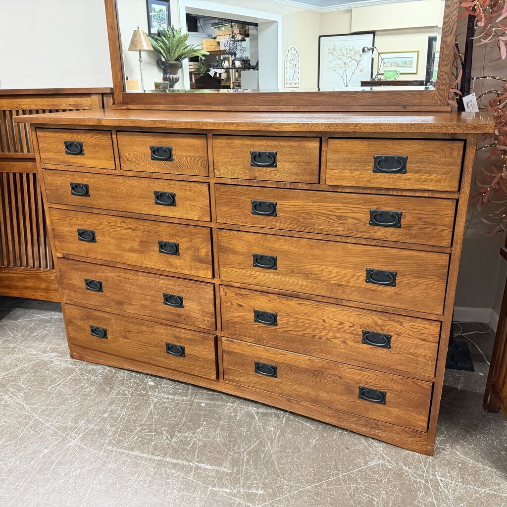 Mission Style Double Dresser w/Mirror