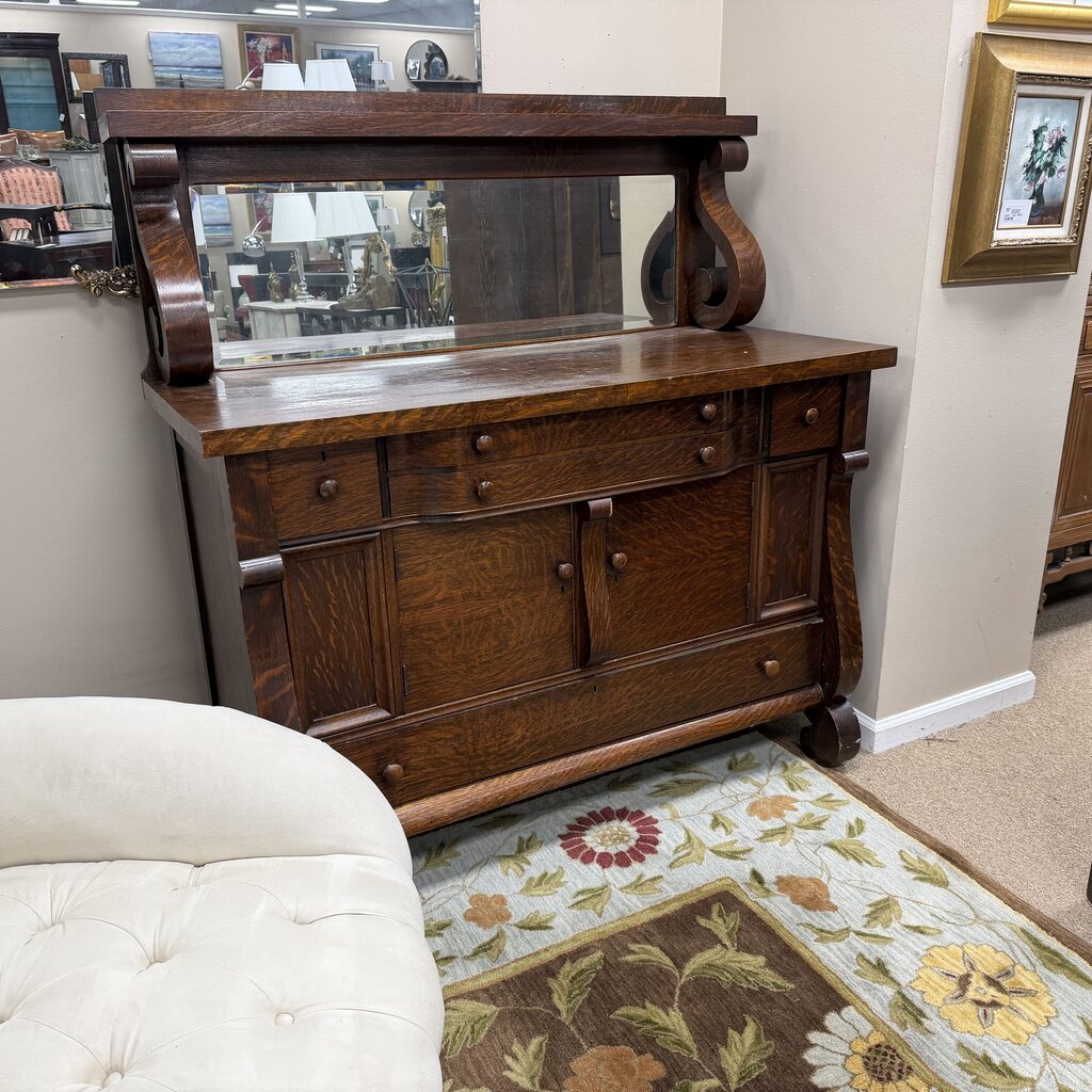 Early 20th Century American Craftsman Mahogany Sideboard w/Mirrored Hutch